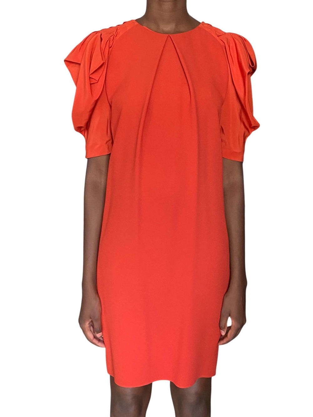 Chloe vintage 2000s crepe silk puff sleeve pleated shift dress